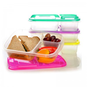 Bärbar Easy School / Office 3-fack Bento Lunchbox Meal Prep Matbehållare